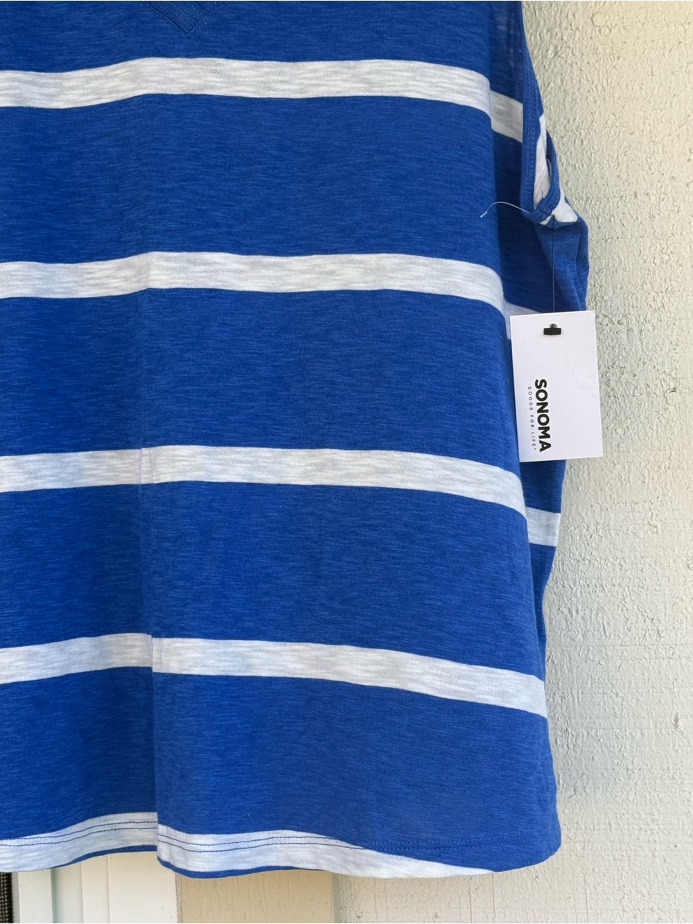 Sonoma Royal Blue and White Striped V-Neck Tank - Picture 2 of 4